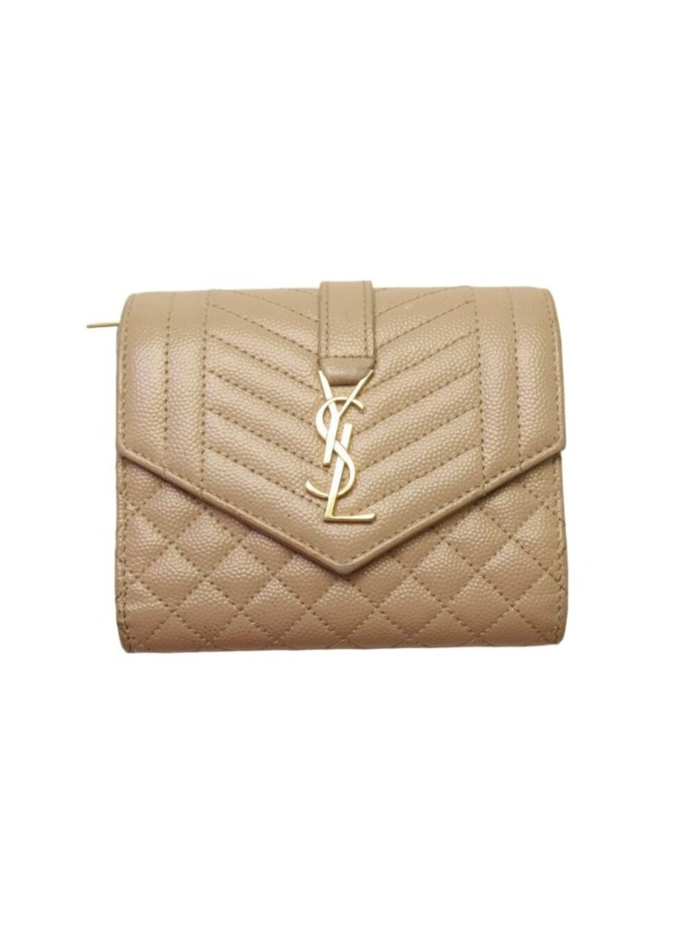 Saint Laurent Envelope Gray Leather Trifold Wallet